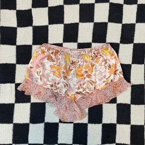 victoria's secret floral ruffle pink orange pajama bottoms size medium